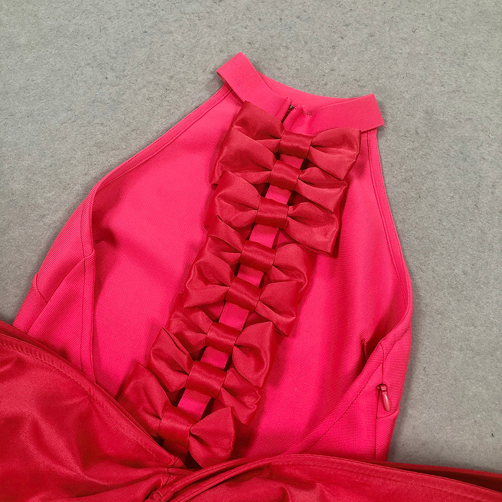 Rückenfreies Bandage-Maxikleid mit Schleife in Rot