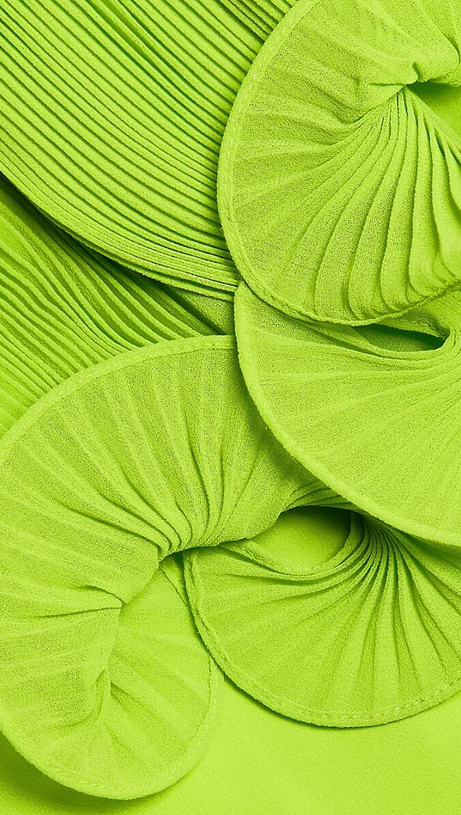 DORA GREEN OFF-SHOULDER PLEATED ORGANZA MAXI DRESS