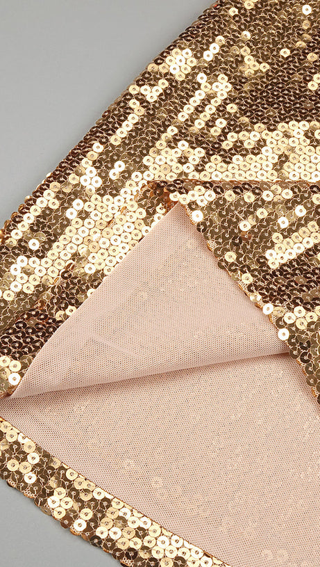 Drapiertes Tüll-Minikleid mit Pailletten in Gold