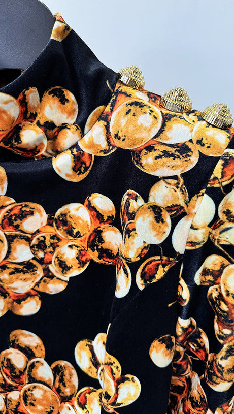 CORETTA GRAPE PRINT VELVET MINI DRESS