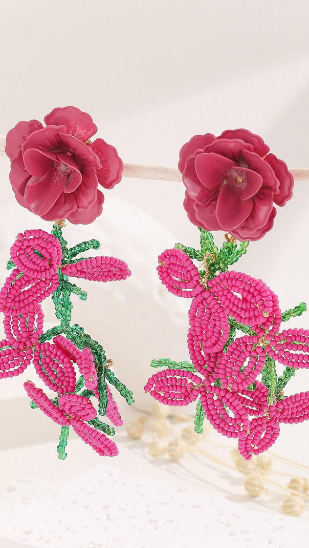 AIIZIE CYBELE ROSE RED FLOWER EARRINGS - product image
