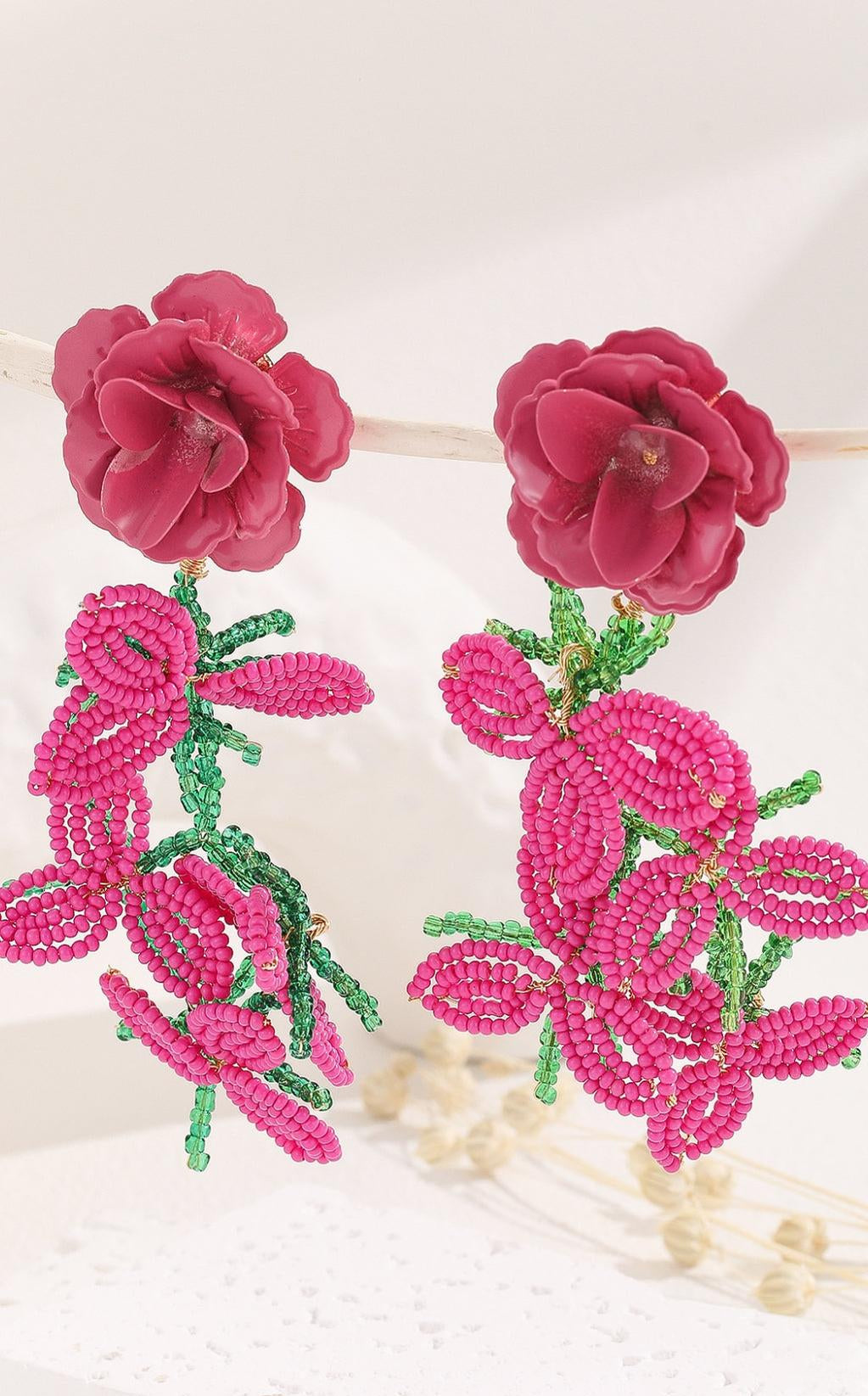 ORECCHINI CYBELE ROSE CON FIORE ROSSO