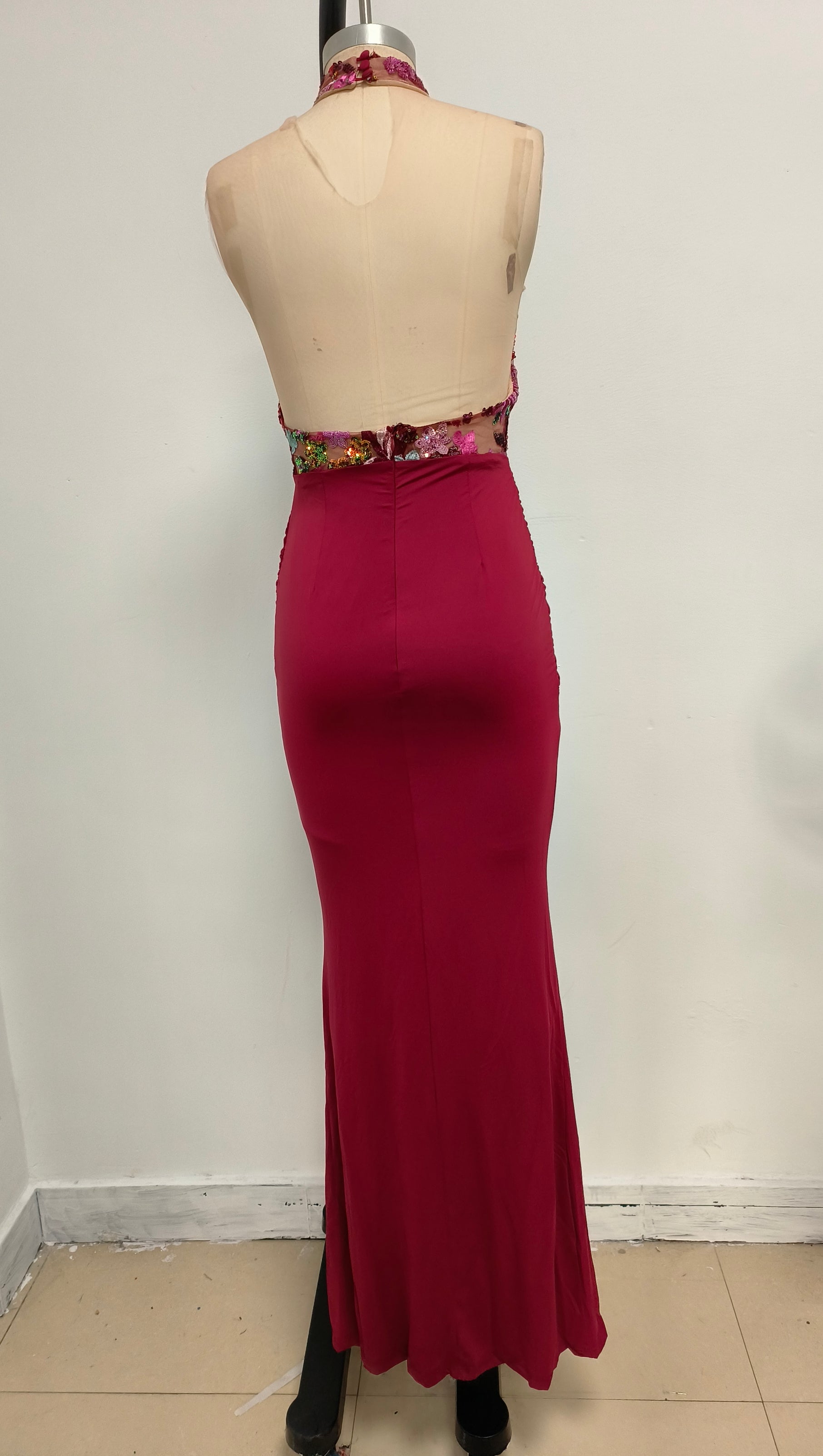 AIIZIE HALTER NECK PEACOCK RED FISHTAIL SKIRT - product image