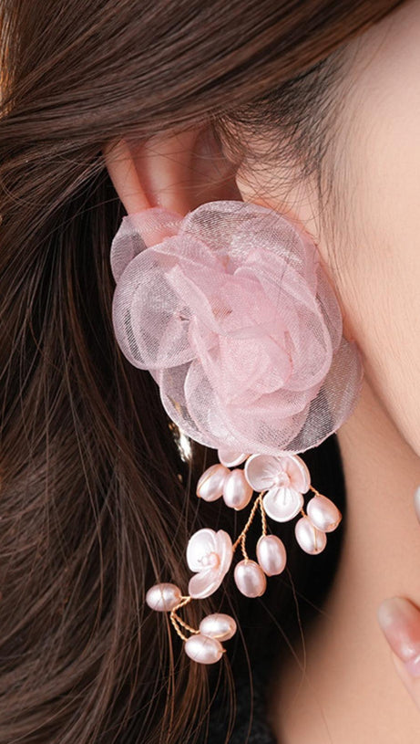 DYANI PINK FLOWER EARRINGS