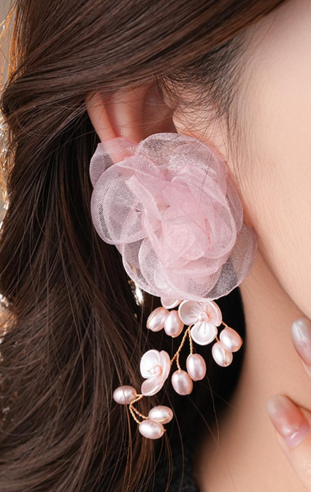 DYANI PINK FLOWER EARRINGS