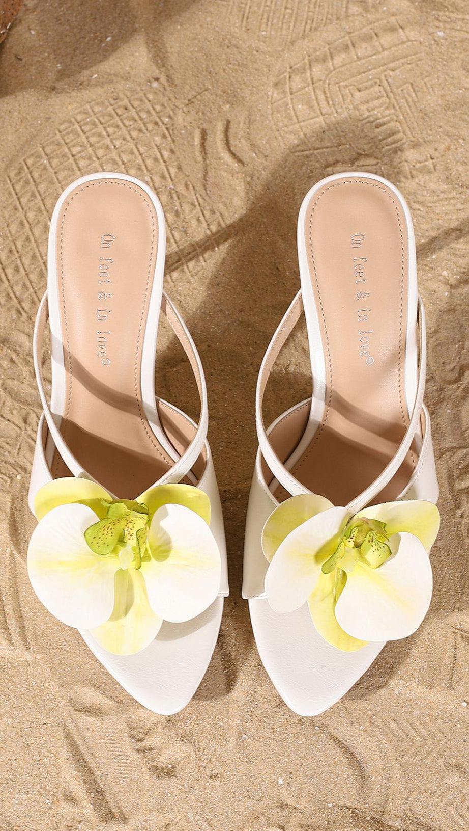 HÉCATE WHITE ORCHID HEELED SANDALS 'ON FEET & IN LOVE'