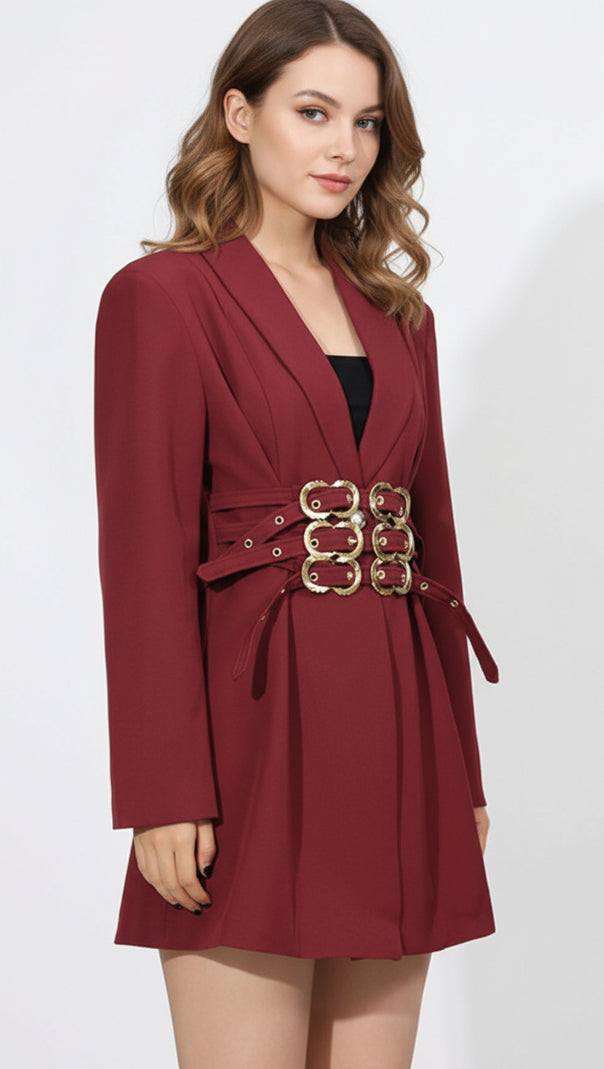 AIIZIE HAWA LUXE BELTED BLAZER DRESS - POWER DRESSING REDEFINED - product image