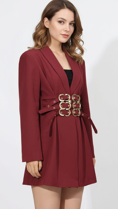 HAWA LUXE BELTED BLAZER DRESS - POWER DRESSING REDEFINED