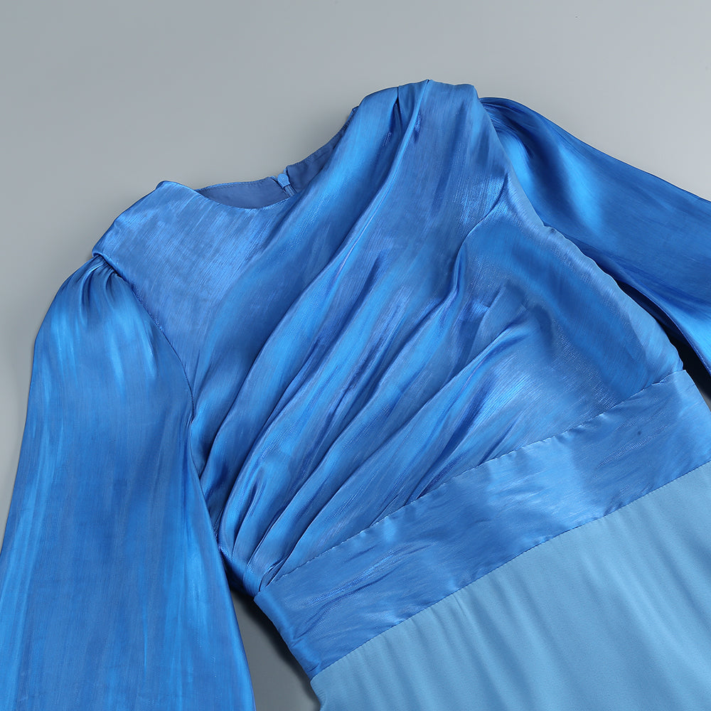 AIIZIE MARCIA TRUMPET SLIT SLEEVE BODYCON MAXI DRESS IN BLUE - product image