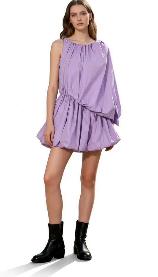 AIIZIE HEA LILAC ASYMMETRICAL BUBBLE MINI DRESS | STATEMENT WOMEN'S FASHION - product image