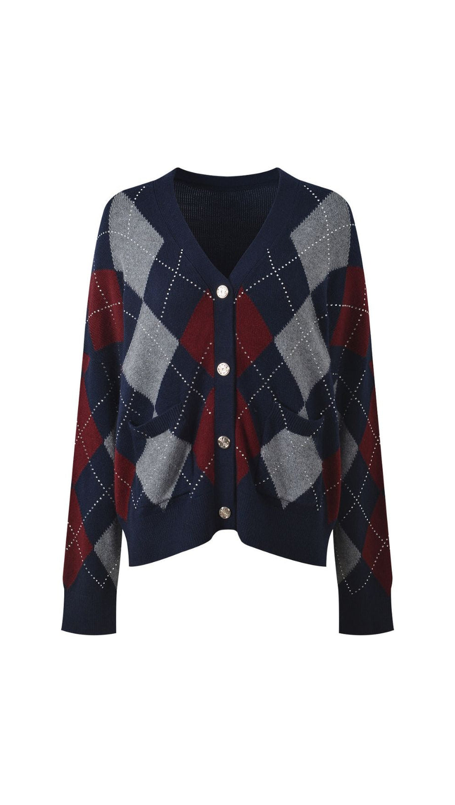 HOWELL CHIC ARGYLE CARDIGAN FOR WOMEN - TIMELESS KNIT WITH MODERN FLAIR