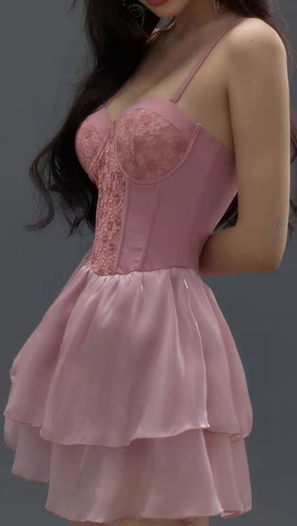 AIIZIE DANIKA PINK FLORAL DRESS SWIMSUIT - product image