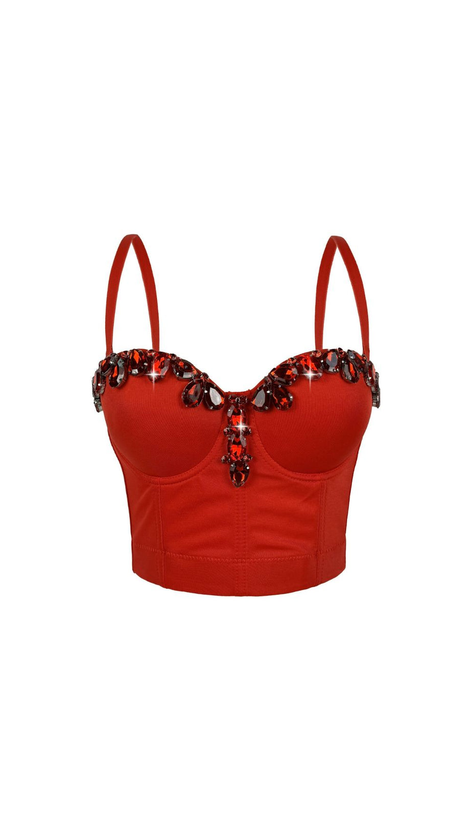 Jelena Emerald Green Diamante Bustier Crop Top