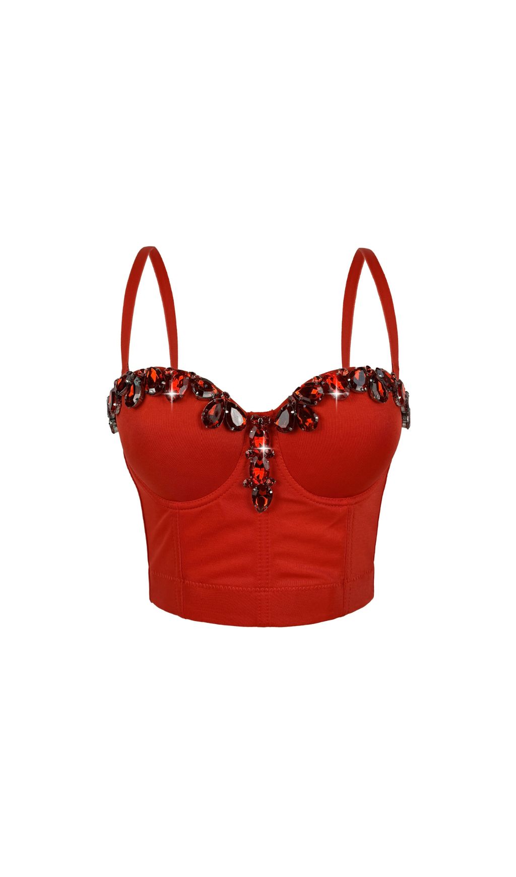 Jelena Emerald Green Diamante Bustier Crop Top