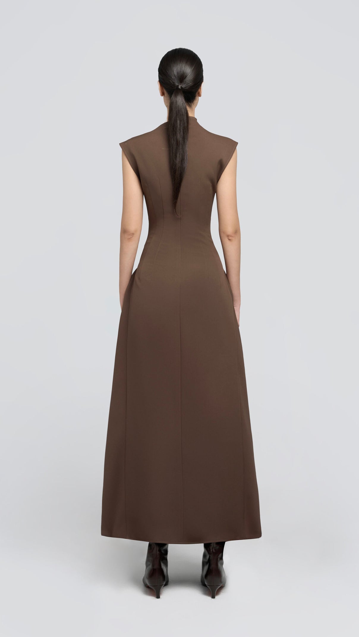 AIIZIE SKATER MAXI DRESS COFFEE - product image