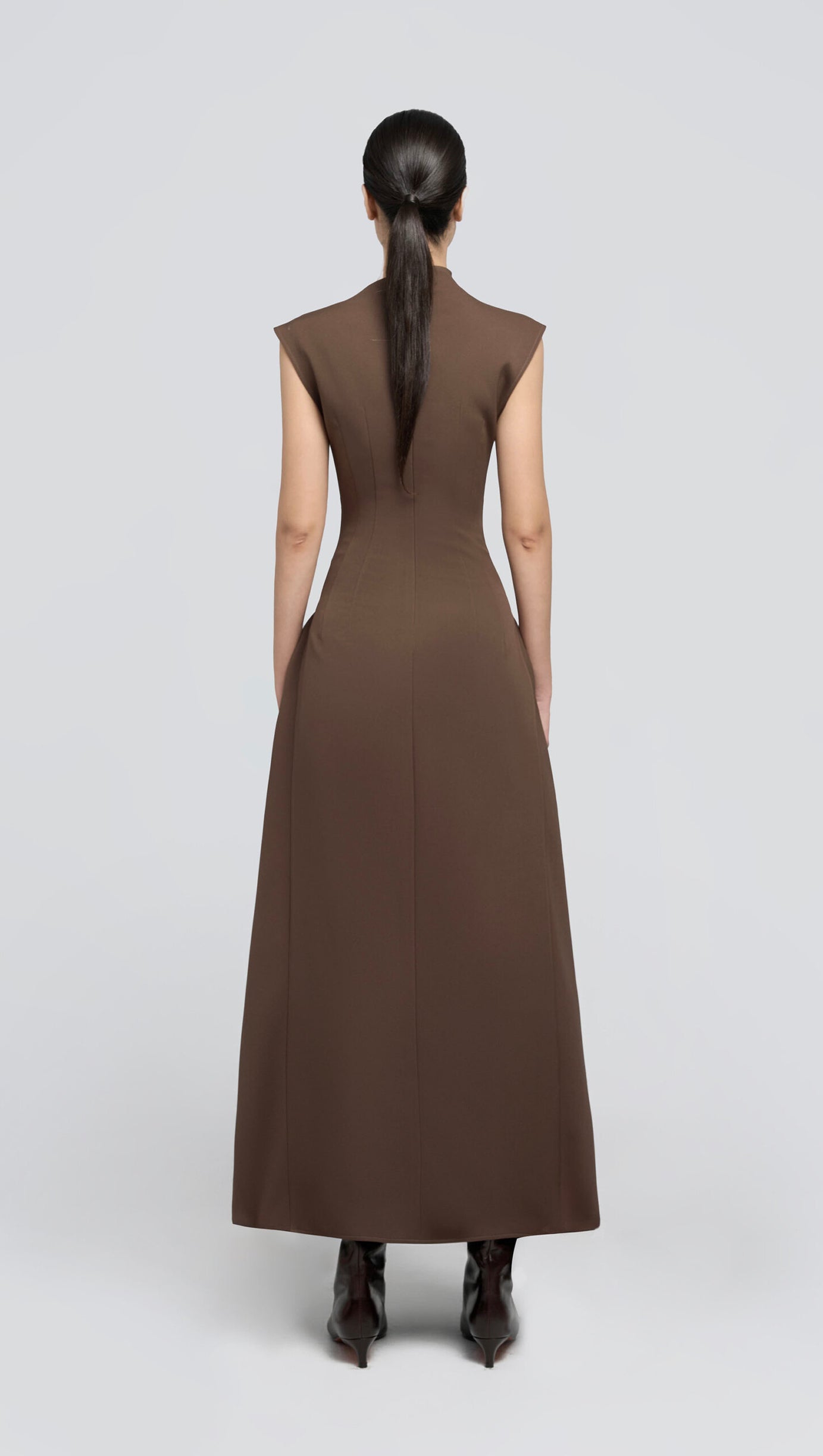 SKATER MAXI DRESS COFFEE