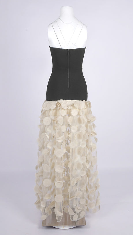 STRAPLESS A LINE MAXI DRESS APRICOT