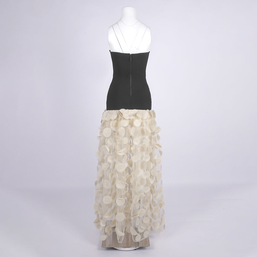 Trägerloses A-Linien-Maxikleid Aprikose 