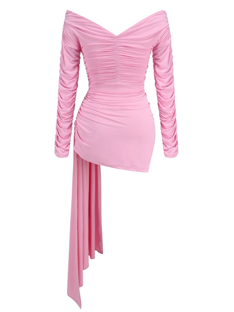AIIZIE ANNA PINK HOLLOW OUT RUCHED TIGHT MINI DRESS - product image