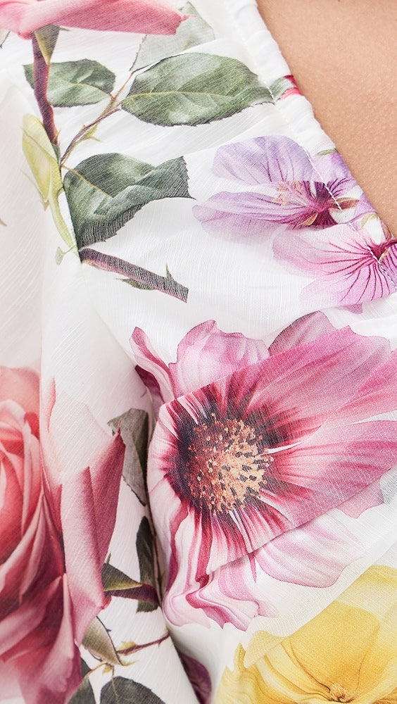AIIZIE VANESSA PUFF SLEEVE COLLAGE FLEUR MINI DRESS - product image