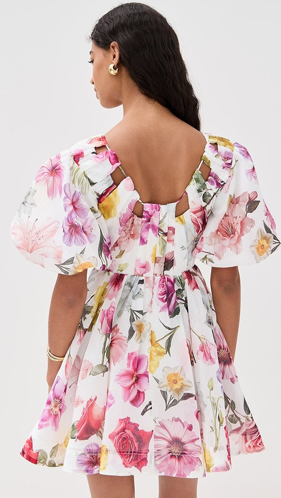 AIIZIE VANESSA PUFF SLEEVE COLLAGE FLEUR MINI DRESS - product image