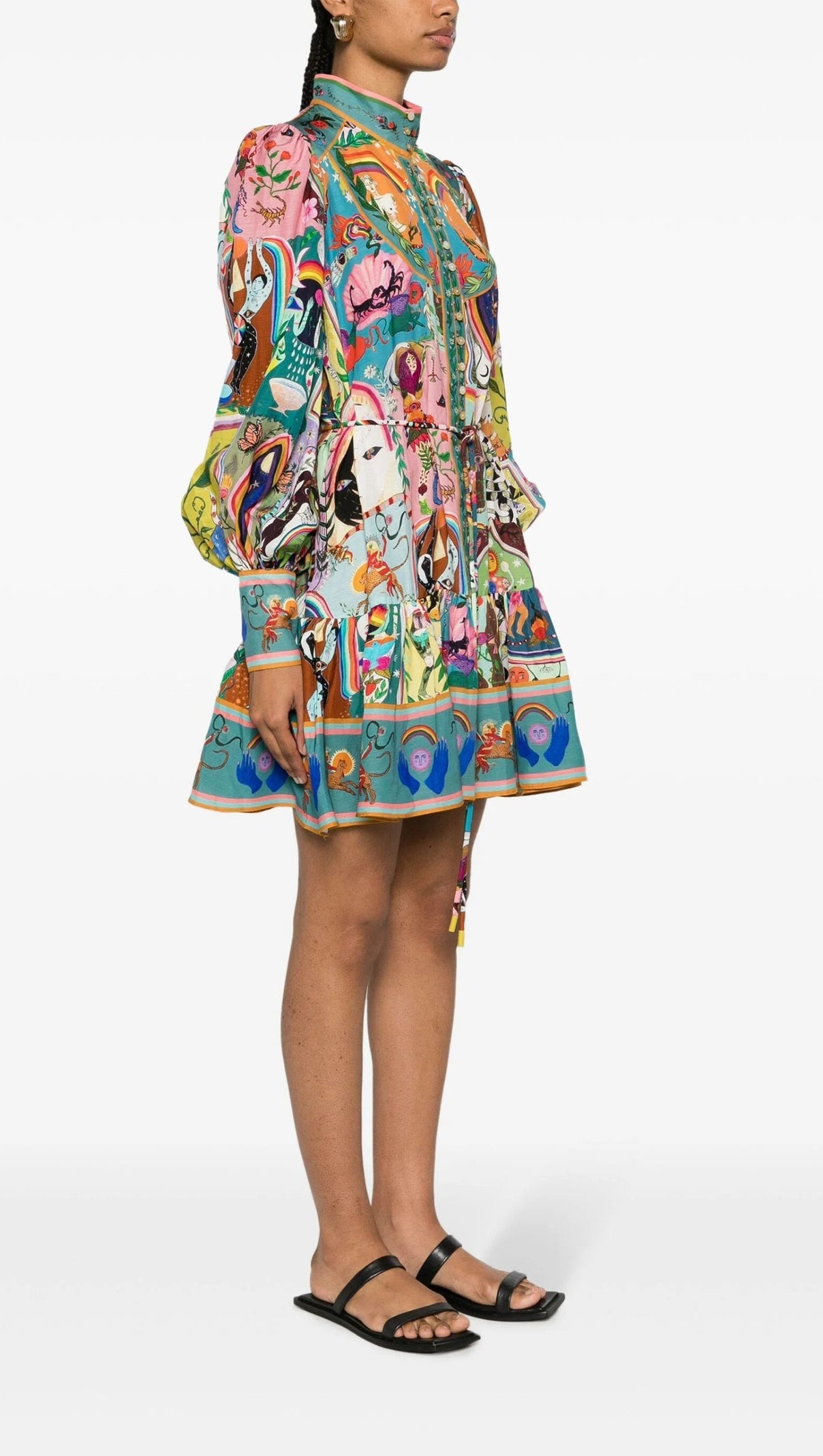 AIIZIE BLUE EVERGREEN ARTWORK-PRINT MINI DRESS - product image