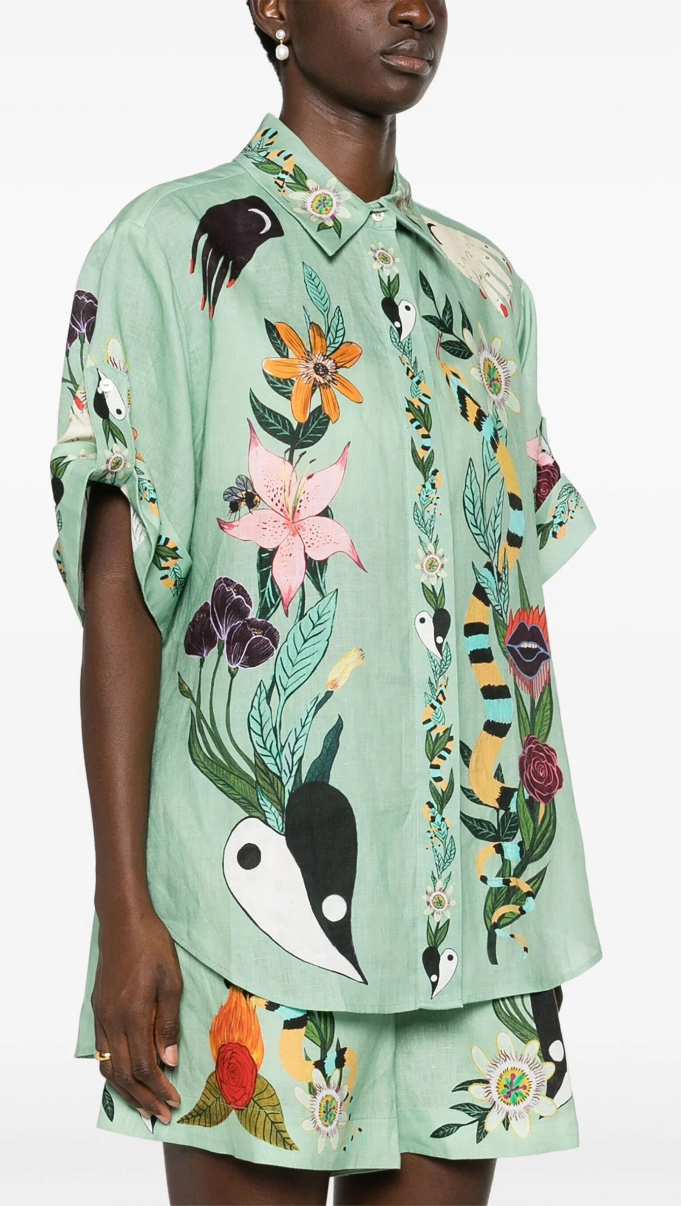 GREEN MEAGAN ARTWORK-PRINT SUIT