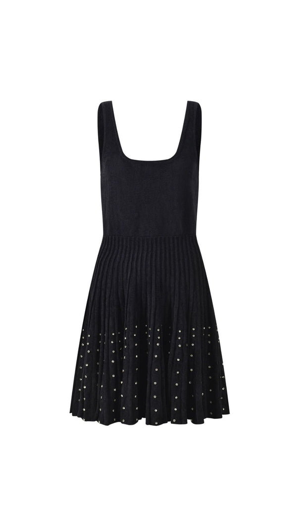 AIIZIE Aureline Crystal-Embellished Black Mini Dress - Chic Cocktail & Party Wear - product image