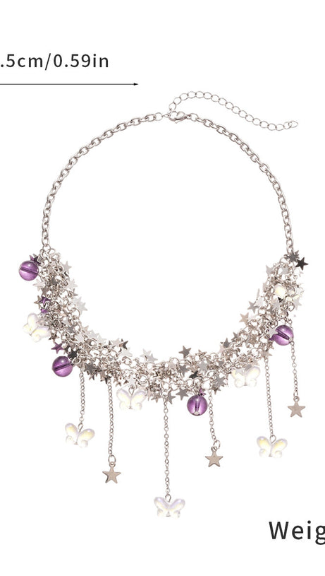 Jory Celestial Star & Butterfly Layered Choker Necklace for Women