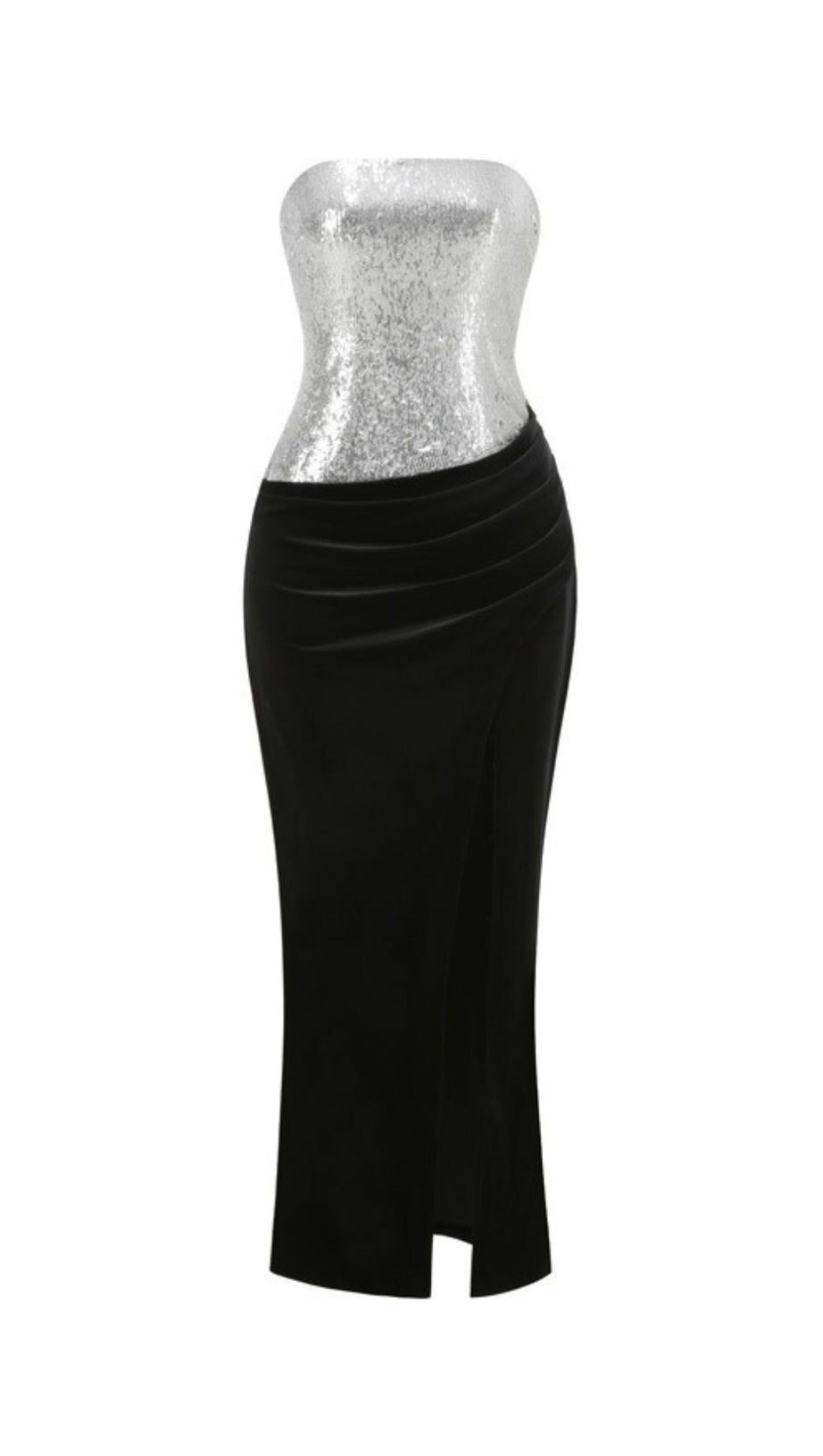 Jayda Glamour Strapless Sequin & Velvet Maxi Dress | Black Tie Gown