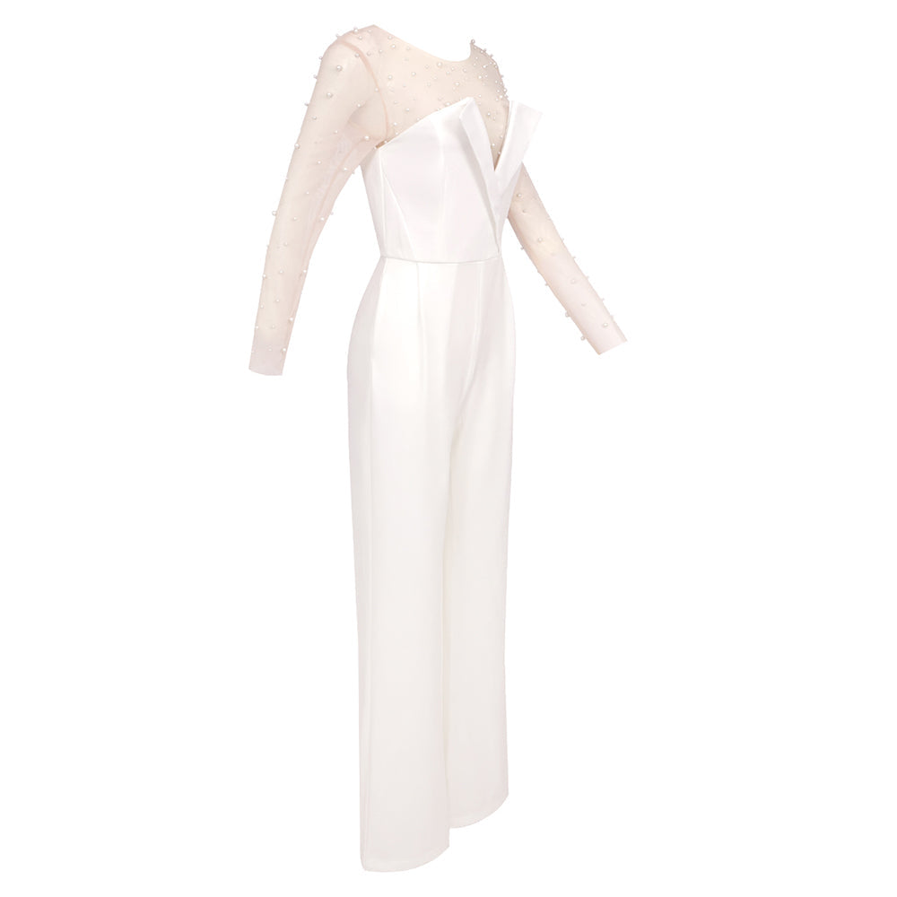 Mesh Pearl Jumpsuit Zweiteiler