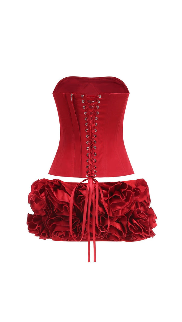 AIIZIE CLEGG RED CORSET FLOWER TWO-PIECE SET - product image