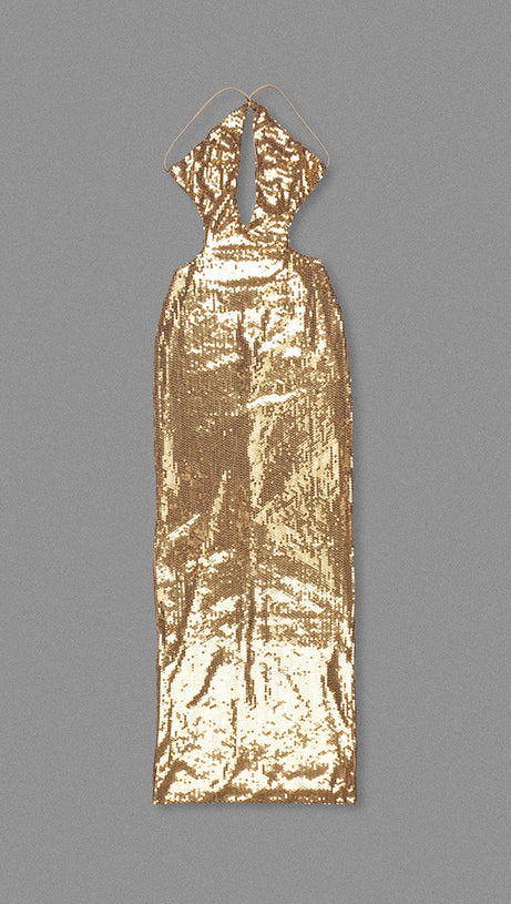 SEQUIN HOLLOW BODYCON MAXI DRESS IN GOLD