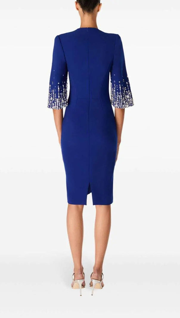 AIIZIE BIELA V-NECK CRYSTAL-EMBELLISHED MIDI DRESS IN BLUE - product image