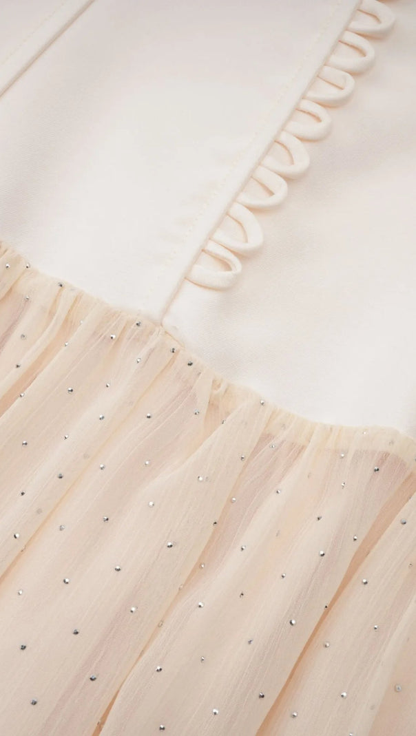 AIIZIE TIFFANY HALTERNECK TULLE OVERLAY MAXI DRESS IN APRICOT - product image