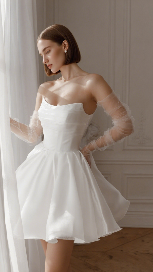 AIIZIE MOLLY DETACHABLE STRAPS MINI DRESS IN LIGHT IVORY - product image