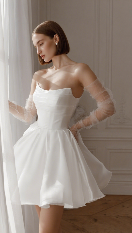 Molly Minikleid mit abnehmbaren Trägern in Hellelfenbein