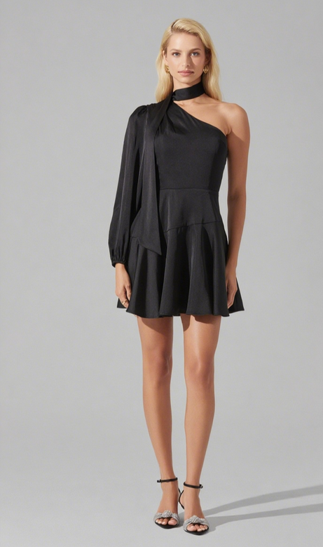 Satin Scarf Mini Skater Dress