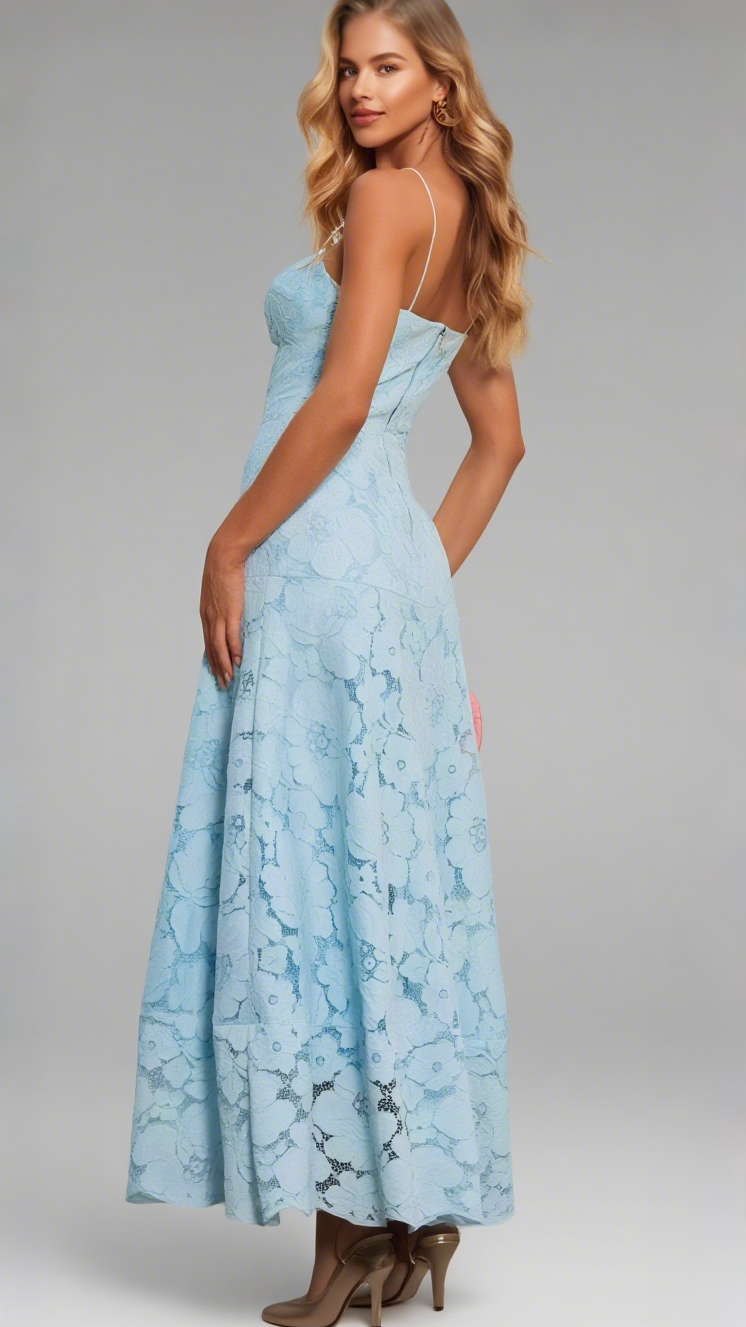 SAMANTHA HOLLOW OUT SLEEVELESS MAXI DRESS IN BLUE