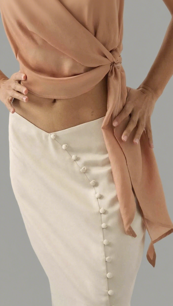 AIIZIE CURVE MATTE SATIN BUTTONED MAXI SKIRT - product image
