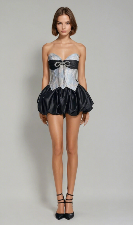Bethari Strapless Corset Puffy Mini Dress