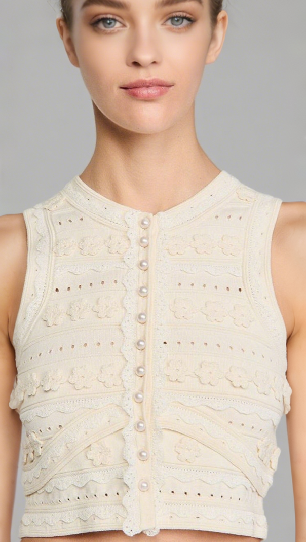 AIIZIE CROCHET TOP IN ECRU - product image