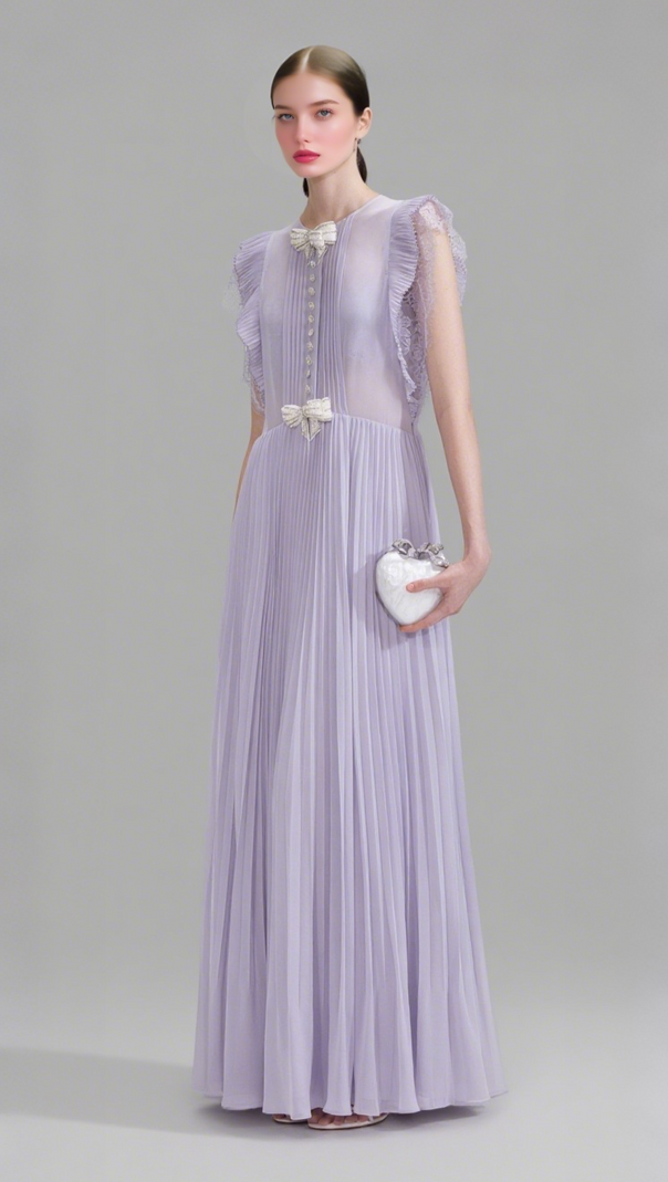 AIIZIE LILAC CHIFFON RUFFLE MAXI DRESS - product image