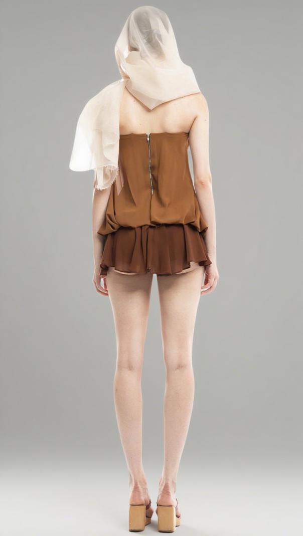 ACOSTA STRAPLESS BUTTERFLY EMBELLISHED MINI DRESS
