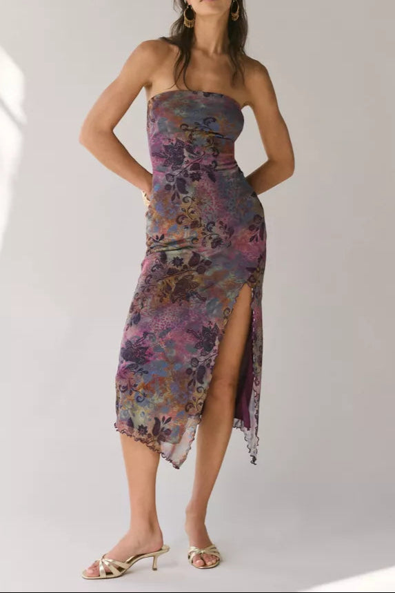 AIIZIE MESH STRAPLESS MIDI DRESS - product image
