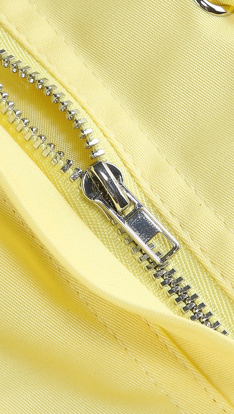 Amy – Minirock-Korsett-Set mit Blumenverzierung in Gelb