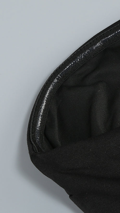 Trägerloses Maxikleid in A-Linie Schwarz Elfenbein