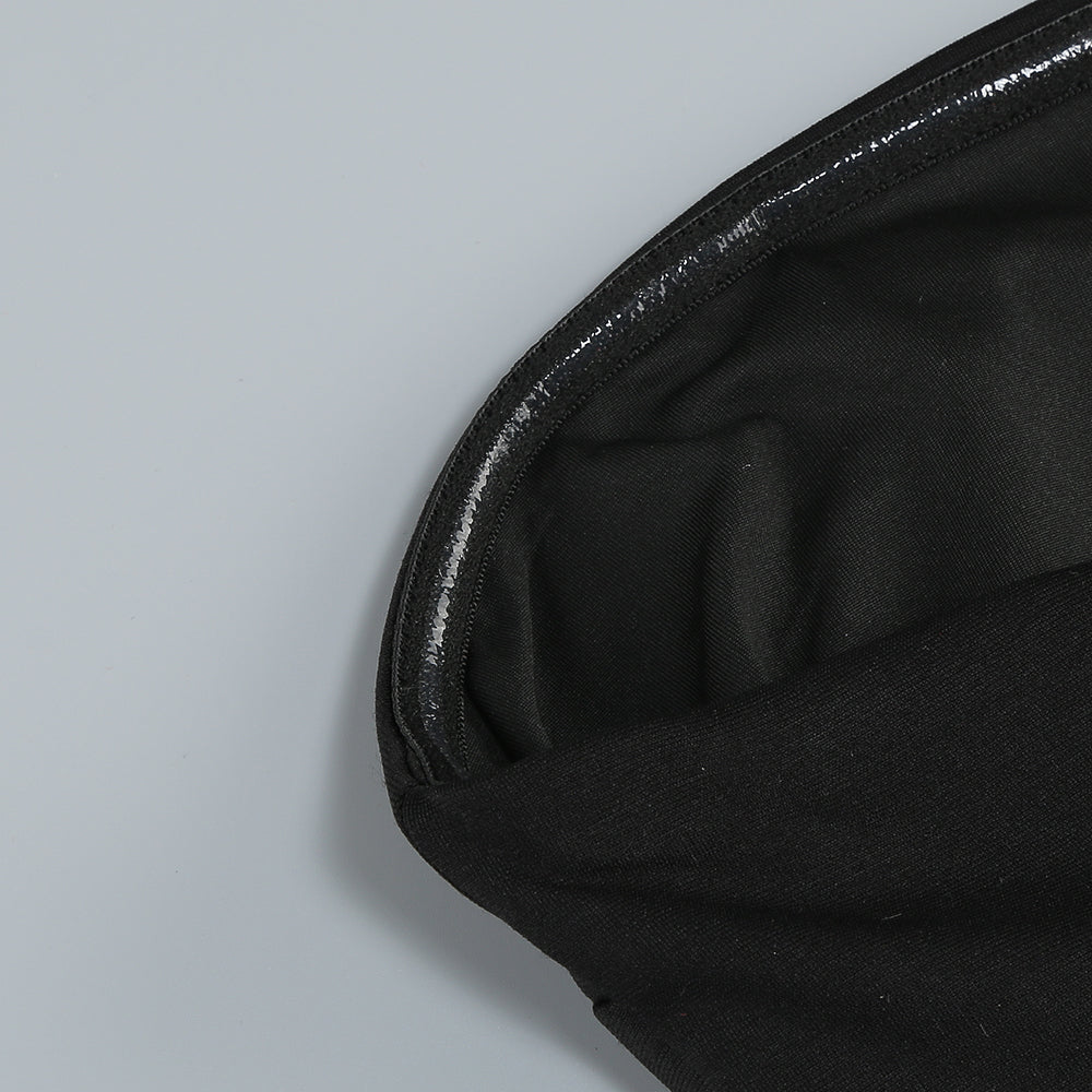 Trägerloses Maxikleid in A-Linie Schwarz Elfenbein