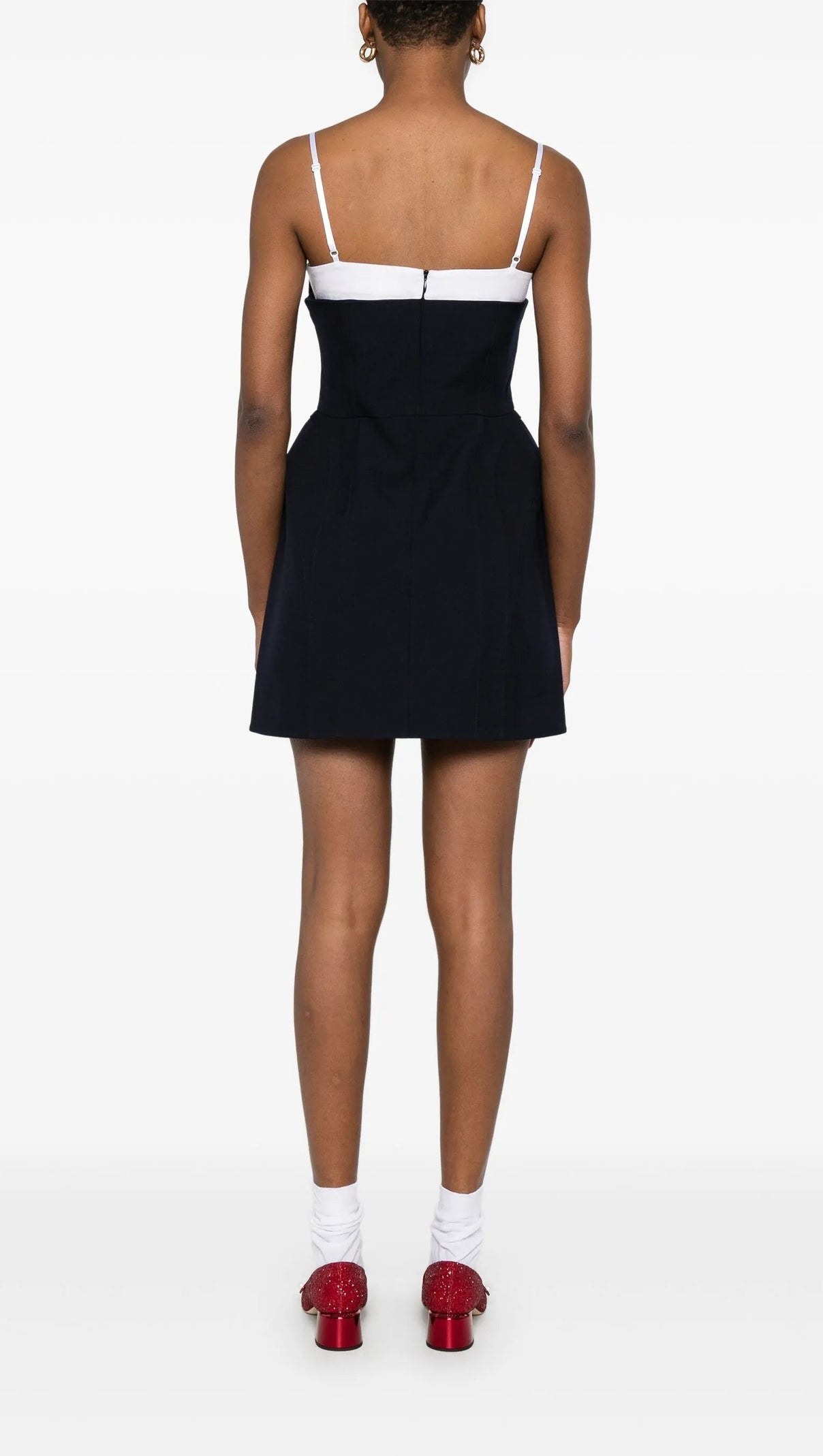AIIZIE DOUBLE BOW SLING MINI DRESS IN NAVY BLUE - product image