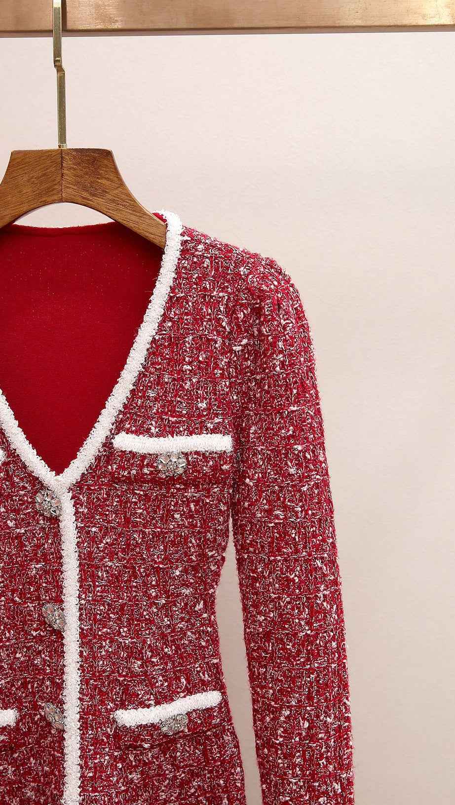 Jones Scarlet Tweed Mini Dress: Chic & Sparkling Statement Piece